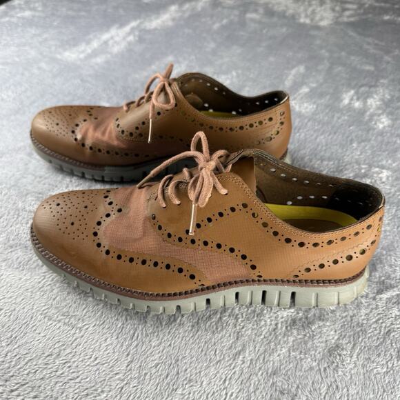 Cole Haan ZERØGRAND No Stitch Wingtip Oxford Sequoia Brown Size 7 M Preppy - Picture 1 of 7